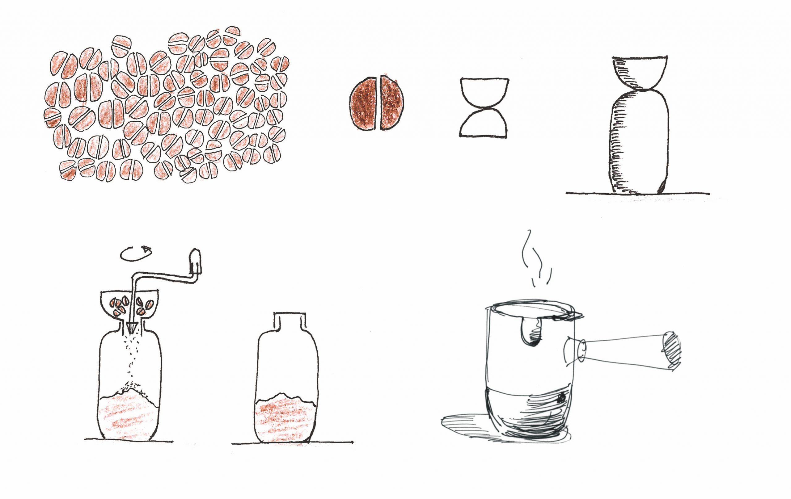 Process sketch of Collar coffee set by Debiasi Sandri for Stelton